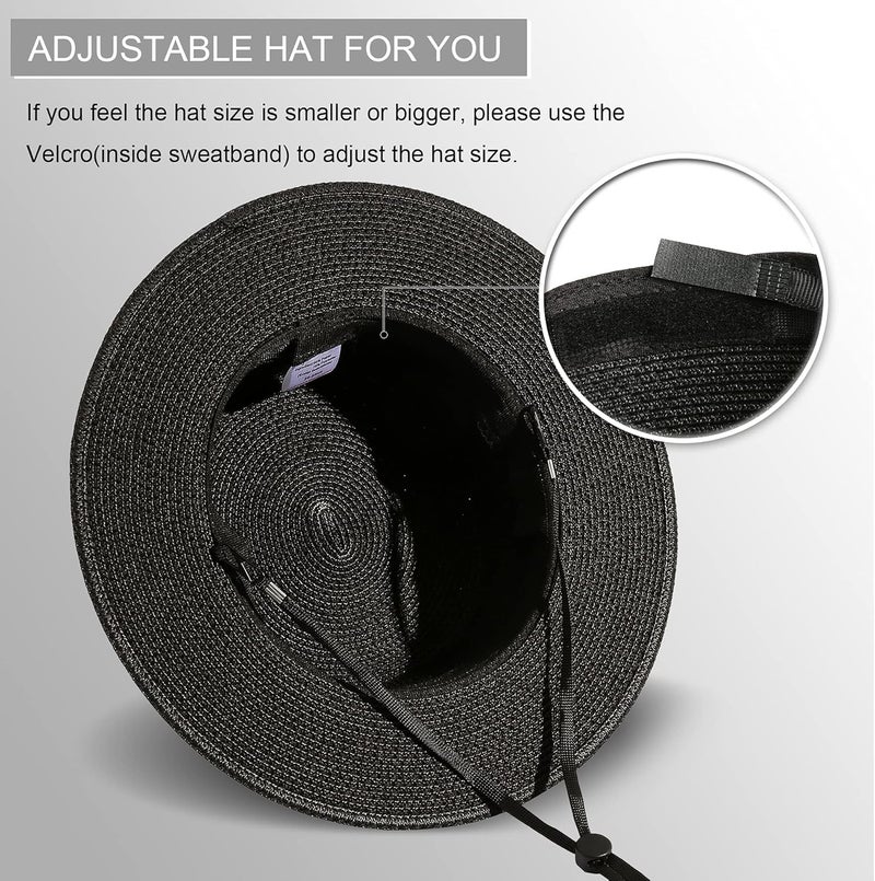 Lanzom Sun Hats for Women Wide Brim Straw Boater Hat Foldable Packable Beach Hat for Summer Fit Size 6 8/7-7 1/4 - Image 4
